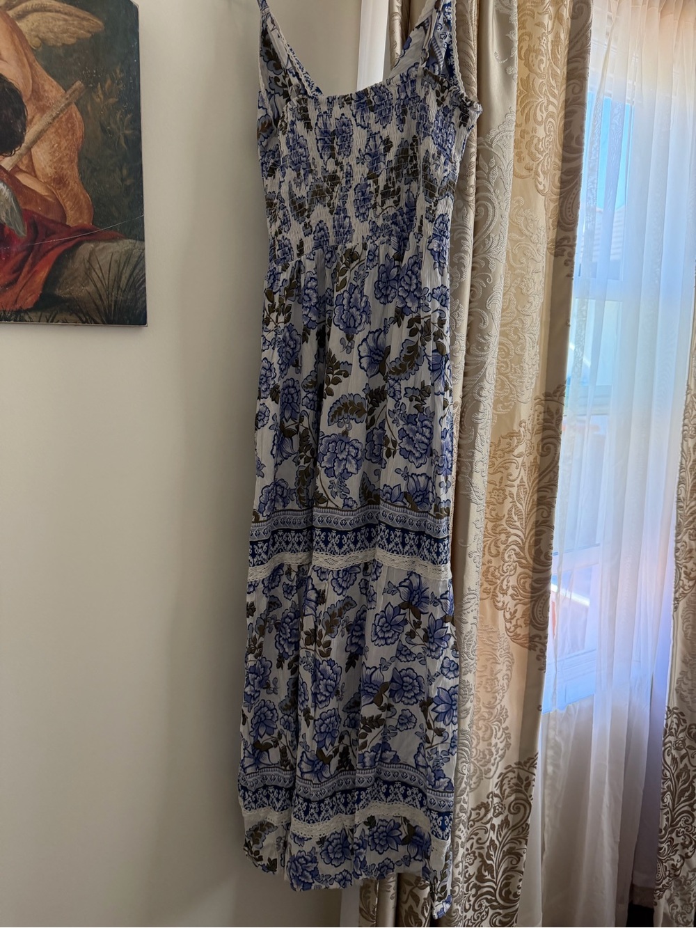 Angie Blue and White Floral Spaghetti-Strap Maxi Dress - Picture 2 of 3